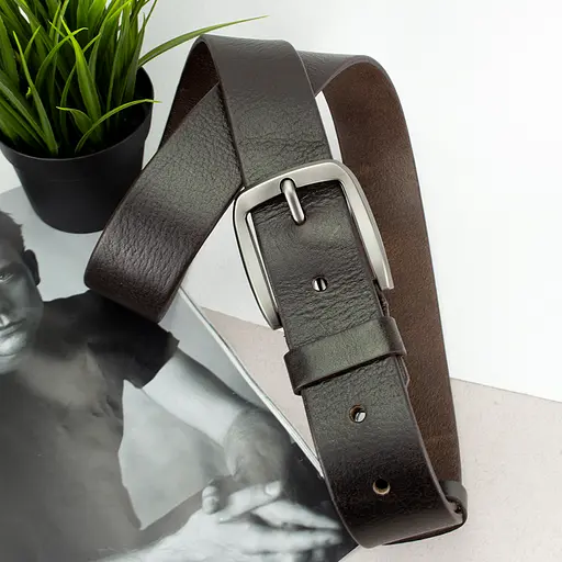 Ремінь чоловічий шкіряний JK-4520 (125 см) широкий коричневий - фото 2