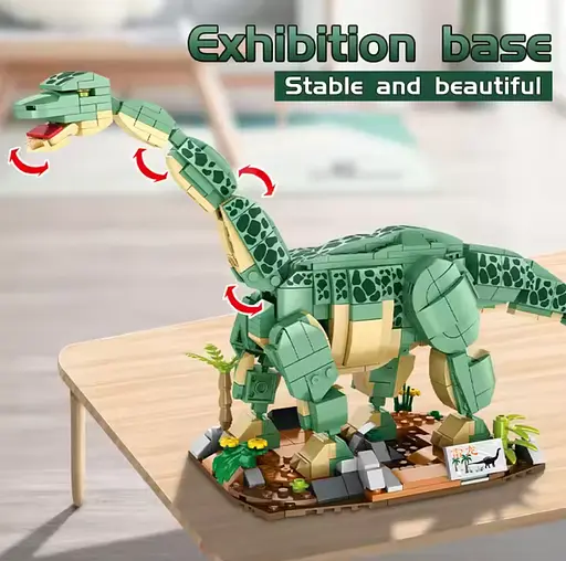 Конструктор динозавр  WOMA бронтозавр из коллекции Динозавры 589 деталей - фото 6