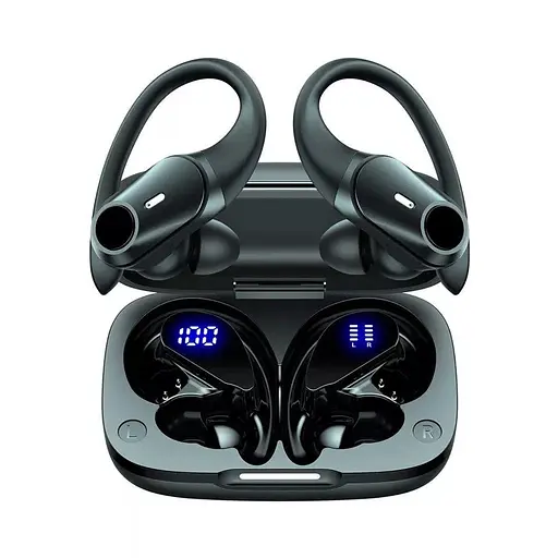 Спортивні бездротові Bluetooth навушники TWS T59, з індикатором заряду і кнопками управління та LED-дисплеєм - фото 2