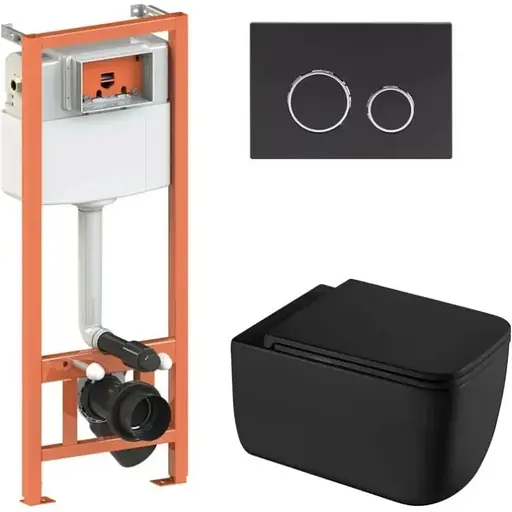 Набір Q-tap Nest 4 в 1 підвісний унітаз Gemini Ultra Quiet 530х365х373 + комплект інсталяції QT2533076EUQMB46176 - фото 1