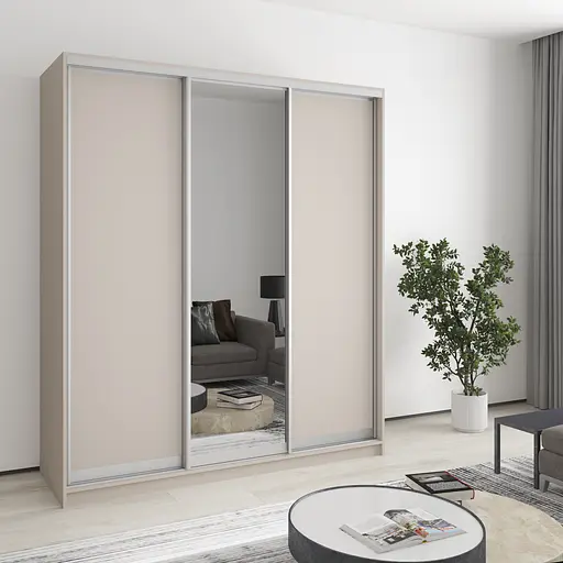 Шафа-купе тридверна MebelStar Уні AL 2ДСП/Дзеркало 180x45x240 см Кашемір (MBS-1635)