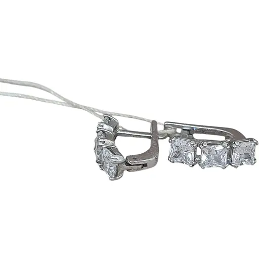 Серебряные серьги Агни ТРИО с фианитами. 2973/9Р-CZ