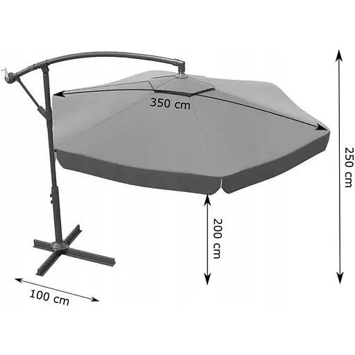 Садовый зонт GardenLine GAO5316 Banana с LED подсветкой Gray [144793] - фото 12