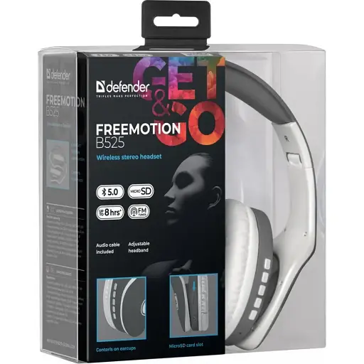 Навушники з мікрофоном Defender FreeMotion B525 Gray-White (63527) - фото 6