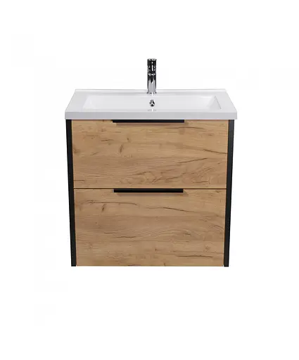 Тумба Мойдодир Line Craft 60 з умивальником Cosmo 60 дуб крафт/Чорний - фото 6