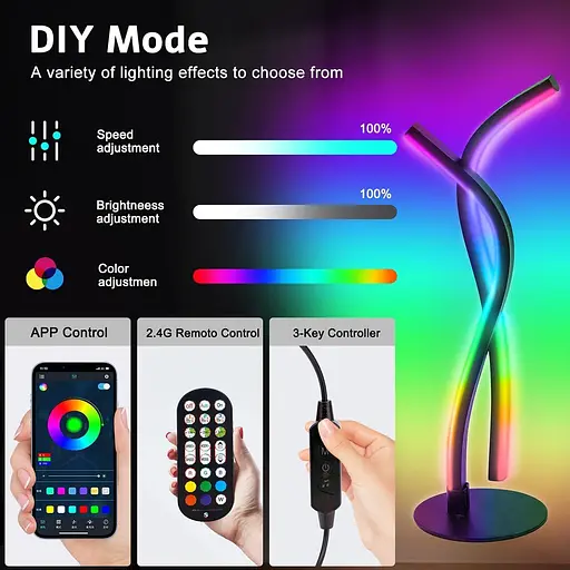 Сучасна світлодіодна настільна лампа Wefomey, RGBWIC Ambiance - фото 3