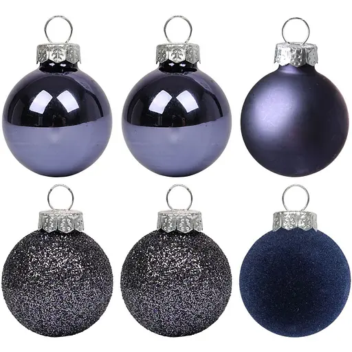 Набір новорічних куль Yes! Fun пластик 8 см 6 шт. фіолетово-синій (975125)