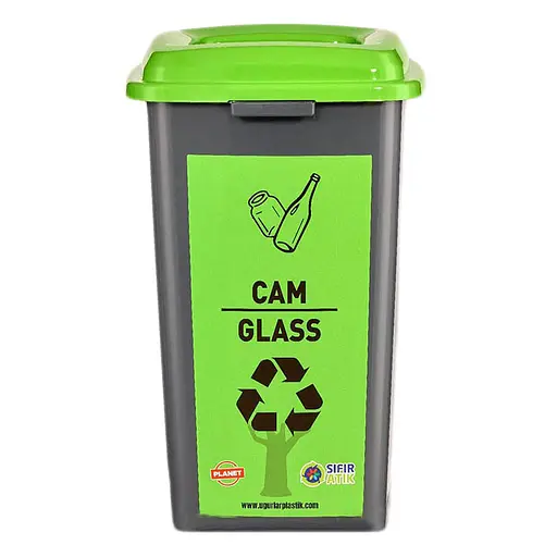Бак сортувальний Planet для скла 50 л антрацитовий-зелений (00-00020308) - фото 2