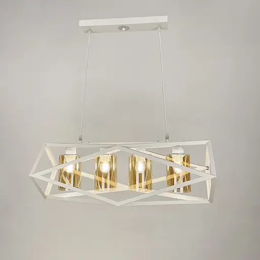 Підвісна люстра в білому корпусі з янтарними плафонами Line.F 12172/4 - фото 1