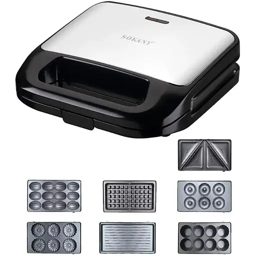 Електрогриль мультимейкер Sokany 08063 7 в 1 зі знімними формами 800 Вт - фото 1