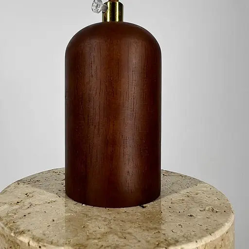 Світильник із підвісним травертиновим корпусом та дерев'яною фурнітурою Ø12х18 см Line F ST001-120 - фото 5