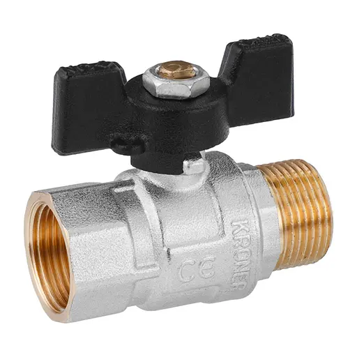 Кран кульовий Kroner 3/4" ВЗ PN40 метелик, нікельований (CV033210) - фото 2