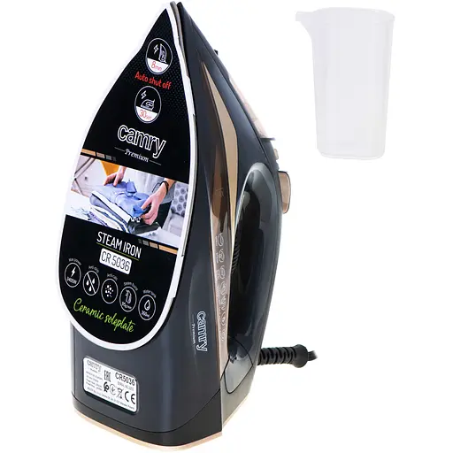 Праска Camry CR 5036 black-gold 3400Вт/ 360 мл/ кераміка/ ''Крапля-стоп''/автовимкнення/ чорна - фото 5