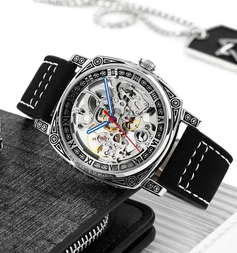 Механічні Наручний годинник скелетон з автопідзаводом Skmei 9271 Black, 9271BK (18388) - фото 3