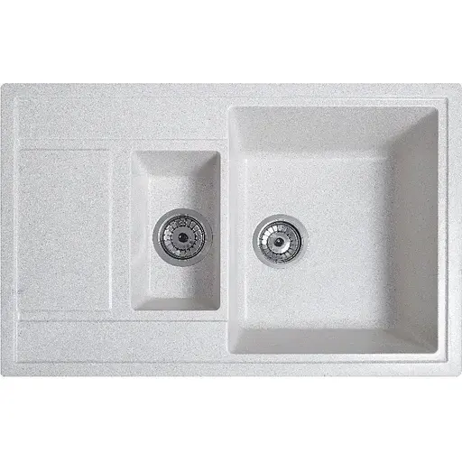 Гранітна кухонна мийка Romzha Jorum 78D Biela (101) з 1.5 чашами - фото 1