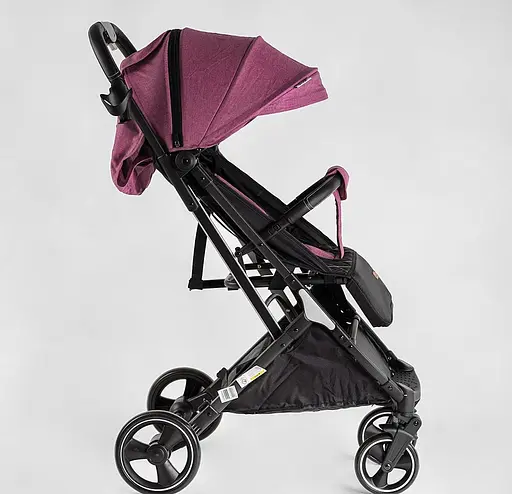 Прогулянкова дитяча коляска Joy Comfort L-30201 (фіолетова) зі сталевою рамою, футкавером та підсклянником - фото 5