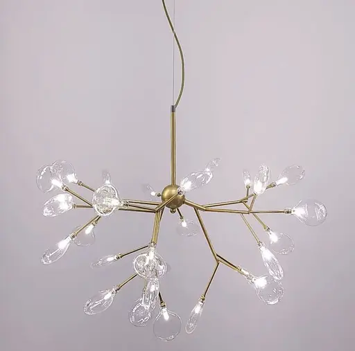 Сучасна каскадна листова люстра в золотистому корпусі на 27 ламп Line.F Колір плафона Білий - фото 1