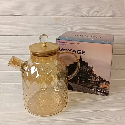 Чайник заварочный стеклянный Vittora Voyage 1800 мл VT-5510-1800 (146633) - фото 2