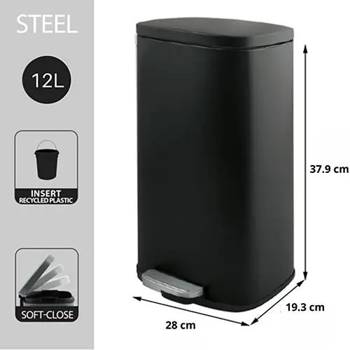 Відро для сміття з педаллю Spirella AKIRA 12 л (10.21563) - фото 3