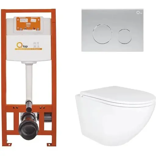 Набір Q-tap Nest 4 в 1 підвісний унітаз Robin Ultra Quiet 490x365x325 + комплект інсталяції QT1333046EUQW45145 - фото 1