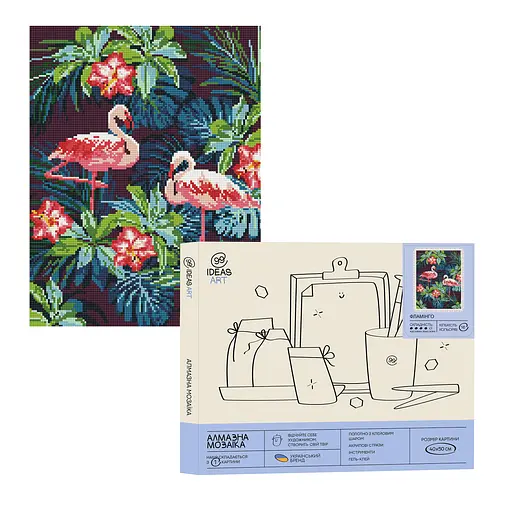 Набір з алмазною мозаїкою "Фламінго", 40*50 см, IDEA2-CK3041