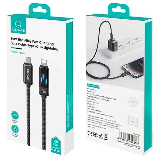 Дата кабель Usams US-SJ743 Meteor Ser. Type-C to Lightning 30W (1.2m) - фото 6