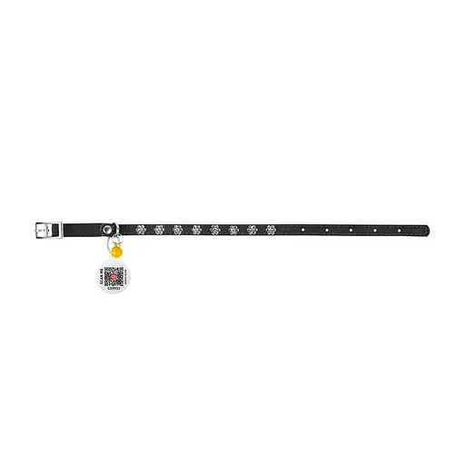 Ошейник Waudog Glamour с резинкой клеевыми стразами "Цветок" для кошек (ширина 9мм длина 22-30см) черный - фото 3