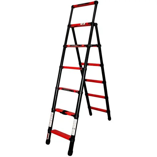 Телескопическая стремянка GTM KME5067B алюминиевая, 6 ступенек 2000 мм (39424) - фото 1