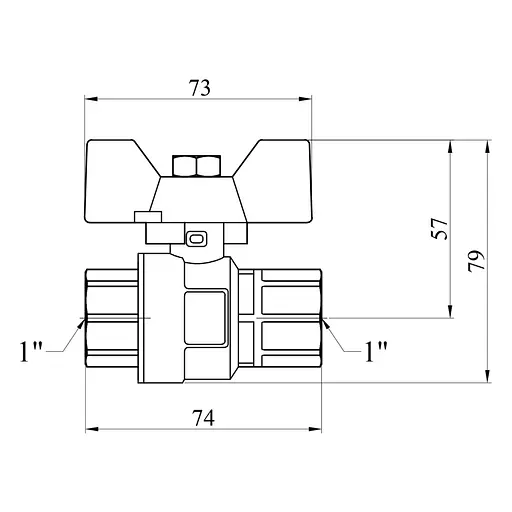 Кран кульовий Kroner 1" ВВ PN40 метелик, нікельований (CV033211) - фото 3