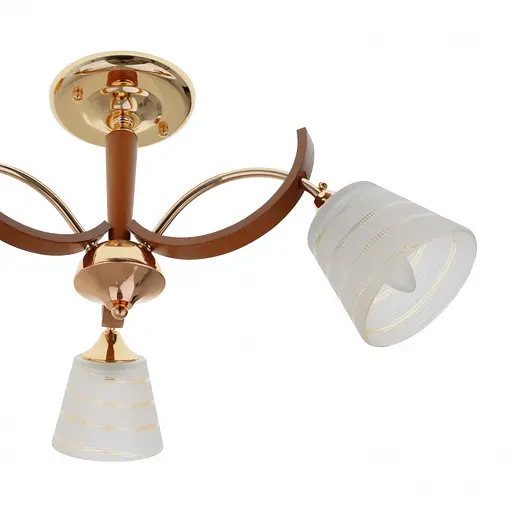 Люстра Brille стельова дерев'яна для вітальні E27 60W G (LK-680S/3) - фото 2