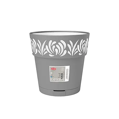 Вазон пластиковый OPERA GAIA, круглый, с автополивом, 25 см, 7,5 л (88501)