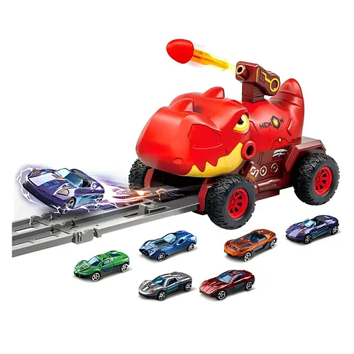 Машинка з треком CY 2222 A, запускатор, стріляє снарядами, довжина траси 87 см, 3 металопластикові машинки - фото 2