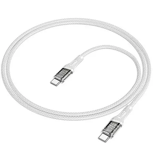 Кабель Hoco U111 Transparent Discovery 60W Type-C to Type-C (1m) Grey