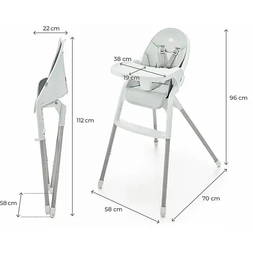 Стульчик для кормления Kinderkraft Dinnly Grey (KHDINN00LGR0000) - фото 9