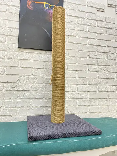 Когтеточка столбик на подставке (джут) 53х30х30 см Серый - фото 3