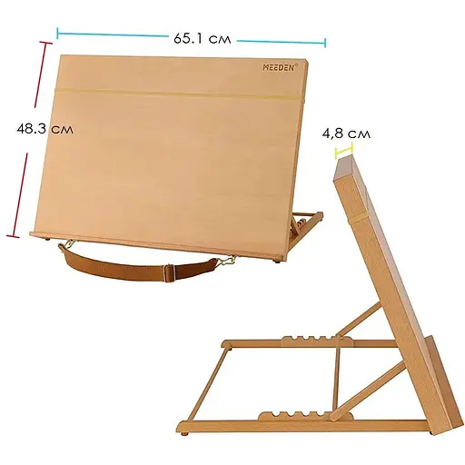 Мольберт-планшет MEEDEN настільний 6076 А2 бук 65,1×48,3×48,3см  - фото 6