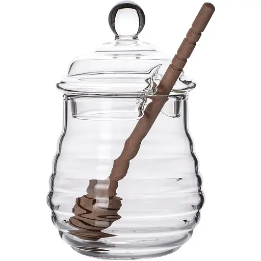 Банка для меда Viva Honey стеклянная с деревянной ложкой 280 мл (HN0513W)