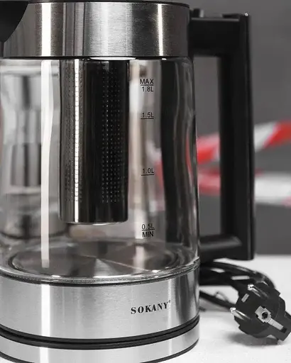 Электрочайник Sokany SK-09062 1.8л 1800Вт Черный/Сталь - фото 4