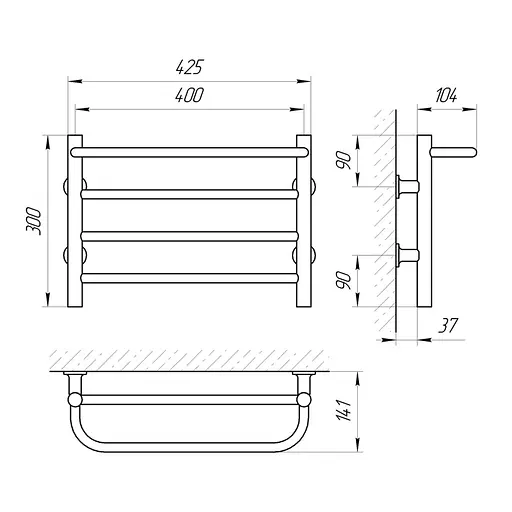 Электрический полотенцесушитель Laris Зебра Прайм ЧК4 400x300 Э 75201064 - фото 4