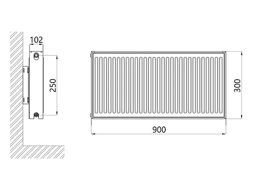 Радиатор стальной Thermo Alliance IMAS 22 тип 300x900 мм боковое подключение (TAI22300900K) - фото 2