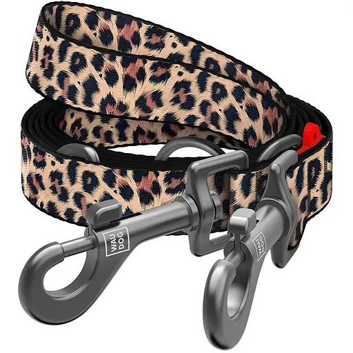 Повідець-перестібка для собак Waudog Nylon Леопард М Ш 20 мм Дов 300 см - фото 1