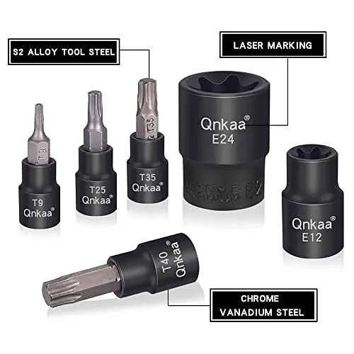 Набір торцевих головок Torx Female E-Torx, 24 шт. | 10 шт. торцевих головок Star (T8-T40) і 14 шт. торцевих головок E-Torx Female - фото 2