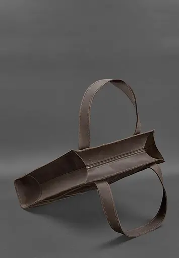 Шкіряна жіноча сумка шоппер Бетсі темно-коричнева - фото 4