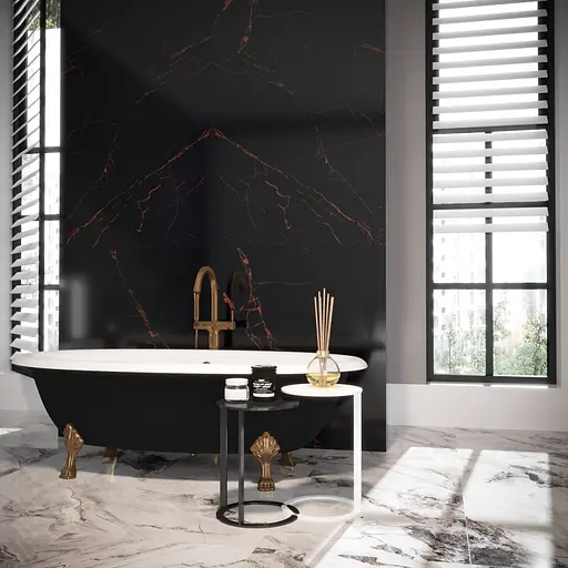 Ванна отдельностоящая матовая Amdcon Olmpa 180x90 черная из литого камня бронзовые ножки OLMPA_180_nzhk-br_BLACK_MAT Черный матовый - фото 3