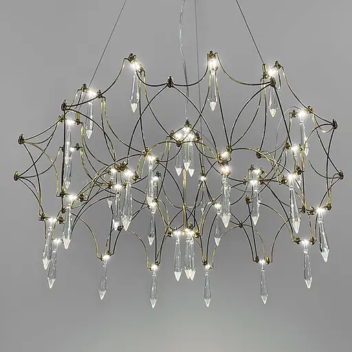 Дизайнерська невагома золота люстра із кришталем Ø 65 см | Арт. MJ203-600 Titanium | Line F - фото 6