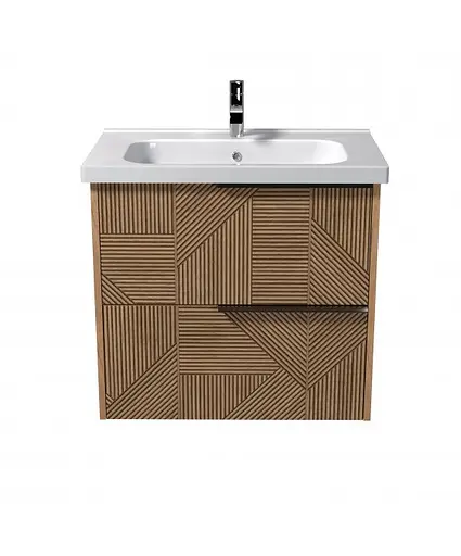 Тумба Мойдодир Cubic 70-A з умивальником ID-70 дуб обпалений - фото 4