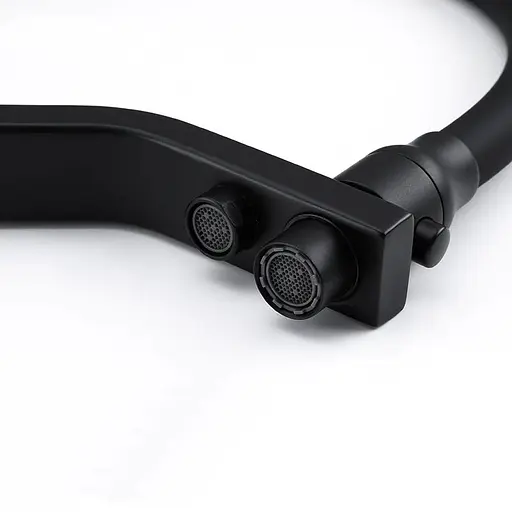 Смеситель для кухни высокий силиконовый гусак под фильтр латунный корпус гайка Ø35 черный Gappo G4317-6 1/4 Черный матовый - фото 3