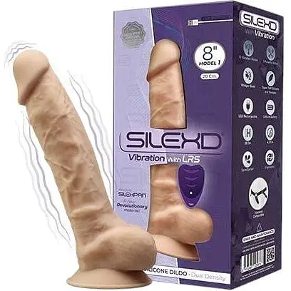 Фалоімітатор з вібрацією SilexD Vetus Vibro Flesh (MODEL 1 size 8in) + LRS, двошаровий, діаметр 4,