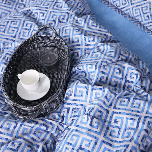 Простирадло на гумці MirSon Поплін 00-5 Geometry Blue 160х200 см блакитне (2200009704413) - фото 4