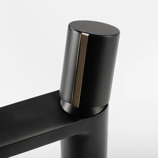 Змішувач для умивальника Rea Icon black L.gold чорний низький REA-B5680 Чорний - фото 8